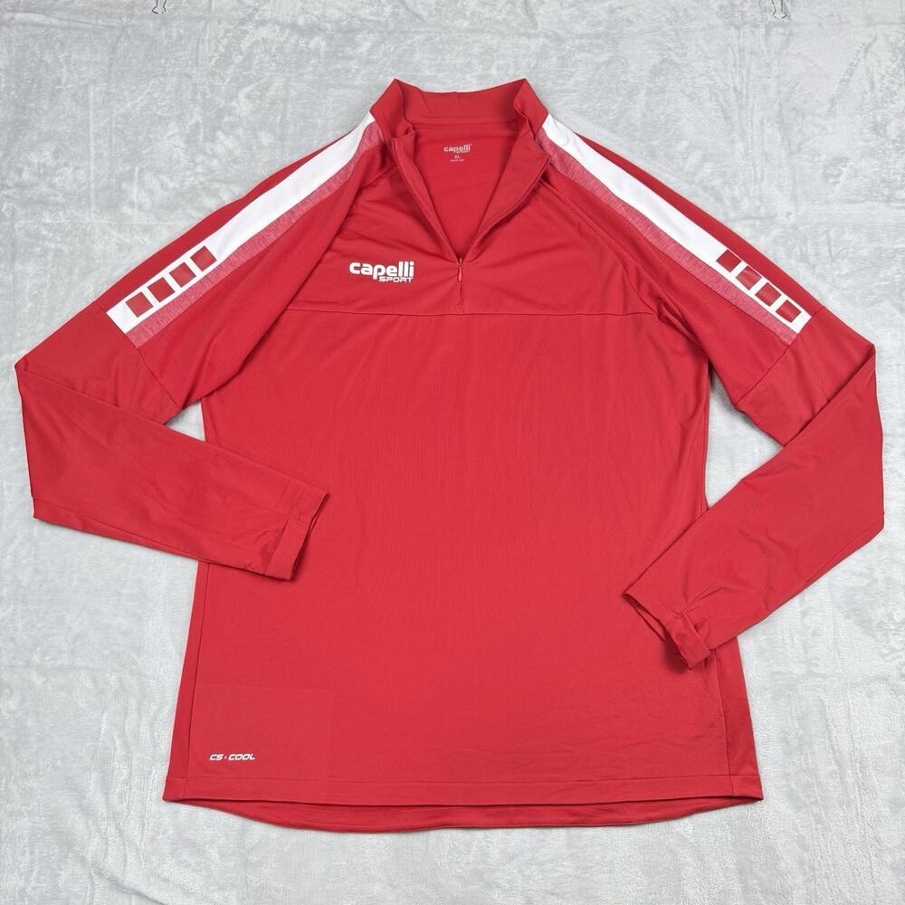 Capelli Sport CS Cool Shirt Mens Size XL Red 1/4 Zip Technical Training Soccer